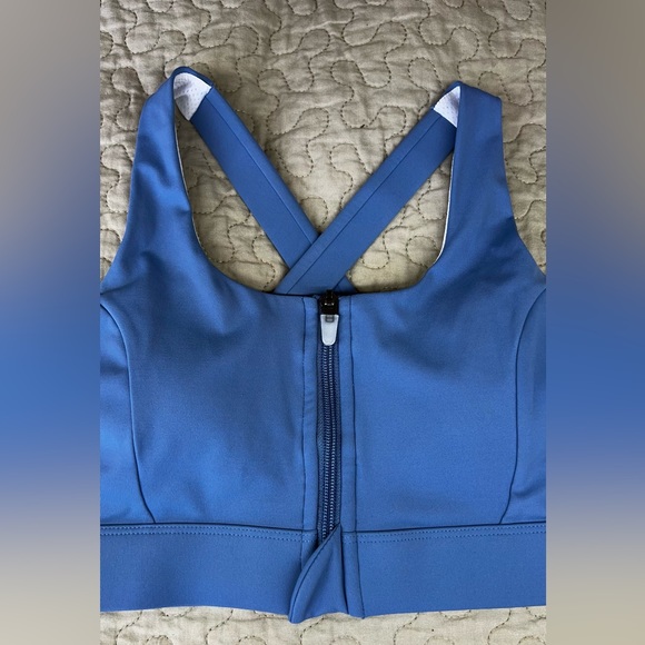 Cool run Cordaw Blue Zipper in Front Sports Bra High Impact Workout Top - Picture 4 of 9